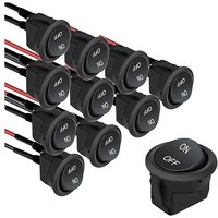 Ahlsen - 10 Stück runde Wippschalter, Ein/Aus-Wippschalter, Autoschalter 12 v 6 A/250 v 10 A/125 vac spst vorverdrahtete Wippschalter für Auto, lkw von AHLSEN