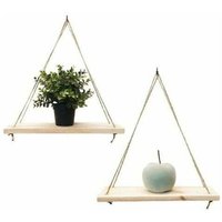 Ahlsen - 2er-Set – Wandregal zum Aufhängen – trendige Dekoration aus recyceltem Holz – inklusive Haken – Kiefernholz – 35 cm x 14 cm – handgefertigt von AHLSEN