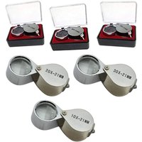 3 Stücke 10X/20X/30X Juwelierlupe Glas Diamantlupe Metall runder Körper Juwelierlupe Lupe 21mm Linsendurchmesser Silber Farbe - Ahlsen von AHLSEN