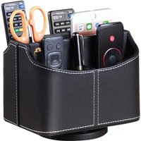 Ahlsen - Drehbarer Fernbedienungshalter, Multimedia-Organizer mit 5 Fächern, multifunktionaler Schreibtisch-Organizer aus PU-Leder, von AHLSEN