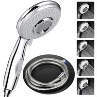 Ahlsen - Duschkopf + 2 m flexibler Duschschlauch, Duschkopf mit Schlauch, Hochdruck-Handbrause aus Edelstahl Ahlsen - Duschkopf + 2 m flexibler Duschschlauch, Duschkopf mit Schlauch, Hochdruck-Handbrause aus Edelstahl von AHLSEN