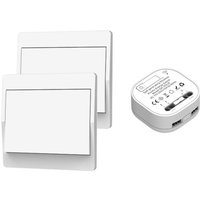 Funkschalter, Batterielos, Zweiwege-Wandfernbedienung, Selbstversorgender Wandschalter, Keine Verkabelung, Sender für Wandpanel (2-Wege-Kit), Innen Funkschalter, Batterielos, Zweiwege-Wandfernbedienung, Selbstversorgender Wandschalter, Keine Verkabelung, Sender für Wandpanel (2-Wege-Kit), Innen von AHLSEN