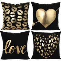 Ahlsen Goldener Kissenbezug, weich, heißgeprägt, Herz-Liebeskuss-Kissenbezug für Bett, Sofa, Wohnzimmer, Schlafzimmer, 45 x 45 cm, 4er-Set (Liebe in Ahlsen Goldener Kissenbezug, weich, heißgeprägt, Herz-Liebeskuss-Kissenbezug für Bett, Sofa, Wohnzimmer, Schlafzimmer, 45 x 45 cm, 4er-Set (Liebe in von AHLSEN