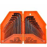 Ahlsen Inbusschlüssel-Satz mit 30 Sechskant-Außenschlüsseln in Zoll und metrisch. Professionelle Wollschlüssel (orange) von AHLSEN