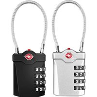 Ahlsen Koffer-Vorhängeschloss, TSA 4-stelliges Kombinationsschloss mit Öffnungsalarm, Reisegepäckschlösser mit flexiblem Kabel (2 Stück, Schwarz und Ahlsen Koffer-Vorhängeschloss, TSA 4-stelliges Kombinationsschloss mit Öffnungsalarm, Reisegepäckschlösser mit flexiblem Kabel (2 Stück, Schwarz und von AHLSEN