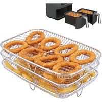Multifunktions-Luftfritteuse-Regal, dreilagig, stapelbar, kompatibel mit der ölfreien Dual-Zonen-Fritteuse ninja Foodi [AF400EU]/[AF300EU], von AHLSEN