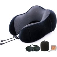 Reisekissen, Memory-Schaum-Nackenkissen, Kopfstütze, weiches Kissen für Schlaf, Ruhe, Flugzeug, Auto und Zuhause (schwarz) - Ahlsen von AHLSEN