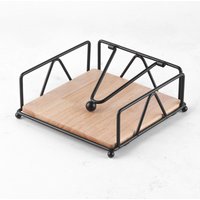 Schwarzer Serviettenhalter aus Holz mit Holzsockel und beschwertem Arm, Retro-Serviettenhalter aus Papier, Dekoration für Servietten 18 x 18 cm, Schwarzer Serviettenhalter aus Holz mit Holzsockel und beschwertem Arm, Retro-Serviettenhalter aus Papier, Dekoration für Servietten 18 x 18 cm, von AHLSEN