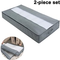 Ahlsen - Set mit 2 Unterbett-Aufbewahrungstaschen-Organizern, mit hochdichten Griffen und 1 durchsichtigem Fenster, robuste Steppdeckenaufbewahrung von AHLSEN