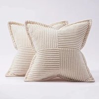 Sofa-Kissenbezug, 45 x 45 cm, 2er-Set aus beigem Cord mit Kreuzmuster, Dekoration für Schlafzimmer und Wohnzimmer - Ahlsen Sofa-Kissenbezug, 45 x 45 cm, 2er-Set aus beigem Cord mit Kreuzmuster, Dekoration für Schlafzimmer und Wohnzimmer - Ahlsen von AHLSEN