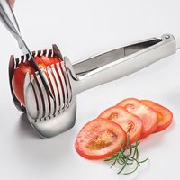 Tomatenschneider-Zange, Slicer-Assistent mit langem Griff, runder Obst-Clip-Halter, gleichmäßiges Schneiden aus Aluminiumlegierung, leicht zu von AHLSEN