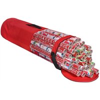 Ahlsen - Zylindrische Aufbewahrungstasche für Weihnachtsgeschenkpapier mit durchsichtigem Fenster (D9 x h 40 Zoll) – Rosenrot von AHLSEN