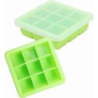 Ahlsen - Baby-Silikon-Gefriertablett mit transparentem Deckel (2er-Set) – Baby-Eiswürfelform 9 x 30 ml – stapelbare Silikon-Eiswürfelform für von AHLSEN