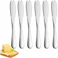 Buttermesser, 6 Stück Butterverteiler mit gezackter Kante, professionelles 3-in-1-Buttermesser zum Schneiden von Gemüse, Obst, Käse (Silber) - Ahlsen von AHLSEN