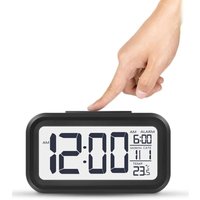 Ahlsen - Digitaler Wecker, großer HD-Bildschirm, elektronischer Wecker, intelligentes Licht mit Datums-/Temperatursensor/Uhrzeit/Schlummerfunktion von AHLSEN