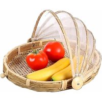 Handgewebter Bambus-Picknickkorb, staubabweisend, mit Aufhängung für Obst, Gemüse und Brot, Bambus, Durchmesser 30 cm - Ahlsen Handgewebter Bambus-Picknickkorb, staubabweisend, mit Aufhängung für Obst, Gemüse und Brot, Bambus, Durchmesser 30 cm - Ahlsen von AHLSEN