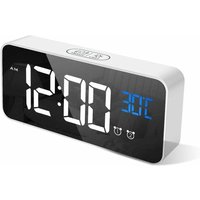 LED-Digitalwecker, digitaler Wecker, Schreibtischuhr, Spiegel, wiederaufladbarer USB-Reisewecker mit 2 Alarmen/Schlummerfunktion/Temperatur - Ahlsen LED-Digitalwecker, digitaler Wecker, Schreibtischuhr, Spiegel, wiederaufladbarer USB-Reisewecker mit 2 Alarmen/Schlummerfunktion/Temperatur - Ahlsen von AHLSEN