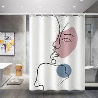 Ahlsen - Schimmelfester Duschvorhang 180 x 200 cm, maschinenwaschbarer Stoff-Duschvorhang mit 12 rostfreien Haken, Flamingo-Duschvorhang aus von AHLSEN