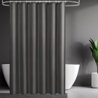 Ahlsen - Schnell trocknender Duschvorhang aus Stoff – wasserdicht – schimmelresistent und waschbar – 180 x 200 cm – mit 12 Ringen – Dunkelgrau Ahlsen - Schnell trocknender Duschvorhang aus Stoff – wasserdicht – schimmelresistent und waschbar – 180 x 200 cm – mit 12 Ringen – Dunkelgrau von AHLSEN