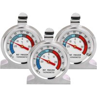 Ahlsen - Stück Kühlschrank-Thermometer, großes Zifferblatt, Edelstahl-Temperaturanzeige für Gefrierschrank, mit Aufhängehaken und Ständer (3 Stück) von AHLSEN