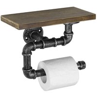 Toilettenpapierhalter mit Ablage, Retro-Vintage-Eisenrohr-Industrie-Toilettenpapierhalter, 30 cm - Ahlsen von AHLSEN