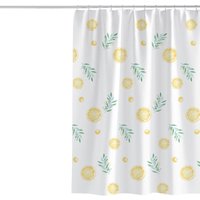 Zitronengelbe Duschvorhänge für Badezimmer, Stoff mit niedlichem grünen Blättermuster, maschinenwaschbares, wasserdichtes Polyester mit 12 Zitronengelbe Duschvorhänge für Badezimmer, Stoff mit niedlichem grünen Blättermuster, maschinenwaschbares, wasserdichtes Polyester mit 12 von AHLSEN