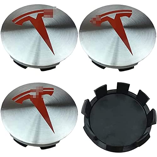 AHMESA 4 Stück Radkappen Radnabenkappen, für Tesla Model X Model S Model 3 Model Y 58mm Auto Nabenkappen Zierkappen Zubehör Accessoires,A von AHMESA