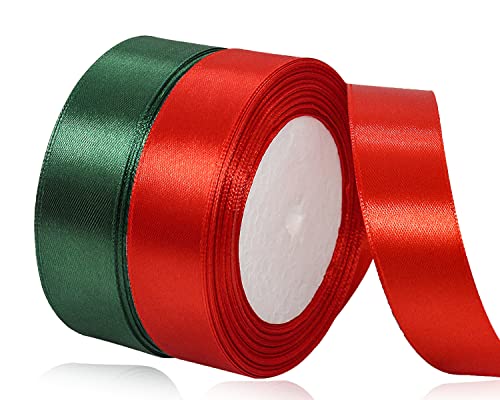 Weihnachtsgeschenkband 25mm breit 2 Rollen/22 Meters Weihnachtsgeschenkband Rot und Dunkelgrün Schleifenband 44 Meters lang Feste Stoffband fürGeschekver Packung Weihnachtsgeschenkband 25mm breit 2 Rollen/22 Meters Weihnachtsgeschenkband Rot und Dunkelgrün Schleifenband 44 Meters lang Feste Stoffband fürGeschekver Packung von AHOMAME