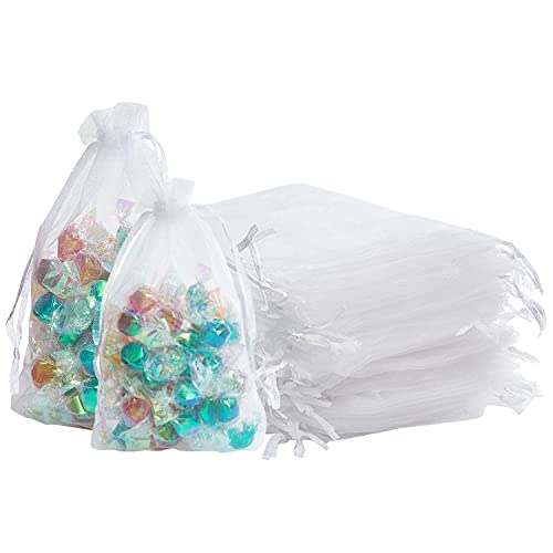 Weiß Organzasäckchen 10x15cm, Klein Organza Beutel Geschenkbeutel Organzabeutel Bonbonsbeutel Schmuckbeutel Netzbeutel mit Kordelzug für Hochzeit, Geburtstag, Weihnachten, Thanksgiving (20 Stück) von AHOMAME