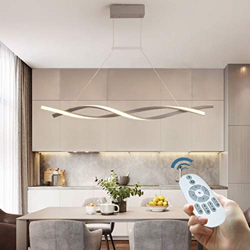 AHQX LED Pendelleuchte Aluminium Hängeleuchte Moderner Einfach Hängelampe Kreativer Höhenverstellbarer Pendellampe Esszimmer Deckenleuchte Wohnzimmer Arbeitszimmer Kronleuchter,Grau,Dimming/80cm/32W von AHQX