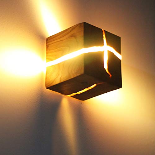 Holz Riss Wandleuchte 5W LED Klein Nachtlicht Hölzerne Retro Wandlampe Schlafzimmer Nachttischlampe Gangbeleuchtung Korridor Innen Dekoration Moderne Warmweiß Mit 2M Netzkabel Und Dimmer Schalter … von AHQX