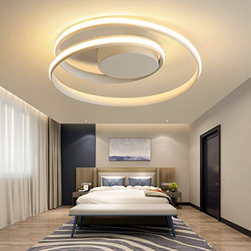AHQX LED Deckenlampe Aluminium Lampenkörper Silikon Lampenschirm Deckenleuchte Moderne Kreative Deckenleuchten Ring Spirale Esszimmerlampe Wohnzimmerlampe Studie Büro Kronleuchter,Weiß,3000K/60cm/60W von AHQX