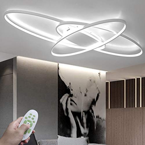 LED Deckenlampe Kreativität Oval Deckenleuchte Modern Dimmbar Deckenlicht 3000K-6000K Acryl Mit Fernbedienung Wohnzimmer Restaurant Schlafzimmer Beleuchtung Innenleuchte,Weiß,ø130CM*62W… von AHQX