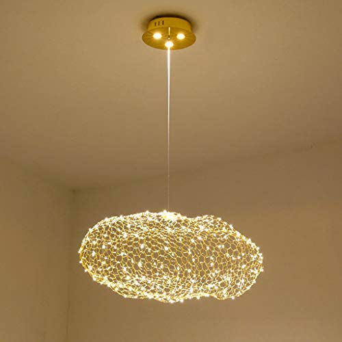 LED Hardware Wolke Pendelleuchte Moderne Kreative Hängeleuchte Netz Ovaler Pendellampe Gold Höhenverstellbarer Hängelampe Restaurant Wohnzimmer Schlafzimmer Café Bar Mall Küche Kronleuchter,50cm … von AHQX