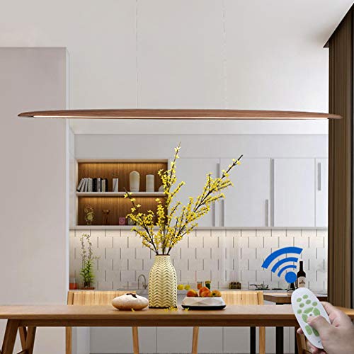AHQX LED Moderne Hängelampe Schwarz Nussbaum Holz Pendellampe Wohnzimmer Pendelleuchten Einfachheit Extreme Kronleuchter 3000K-6000K Höhenverstellbar Droplights Restaurant Halle Hangeleuchte von AHQX