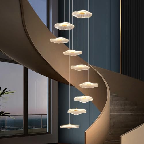 LED Moderne Pendelleuchte Esstisch Kronleuchter Lotus Blatt Pendellampe Acryllampenschatten intelligent kontrolliert goldene Treppe Kronleuchter Height Verstellbarer der Flur Wohnzimmer Küche Leuchte( von AHQX