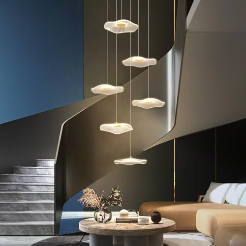 LED Moderne Pendelleuchte Esstisch Kronleuchter Lotus Blatt Pendellampe Acryllampenschatten intelligent kontrolliert goldene Treppe Kronleuchter Height Verstellbarer der Flur Wohnzimmer Küche Leuchte( von AHQX