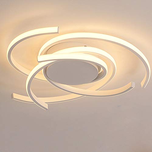 Modern LED Deckenleuchte Wohnzimmerlampe Wirbelform Design Schlafzimmer Deckenlampe Metall Acryl Esszimmer 3000K-6500K,White/56cm/72w von AHQX
