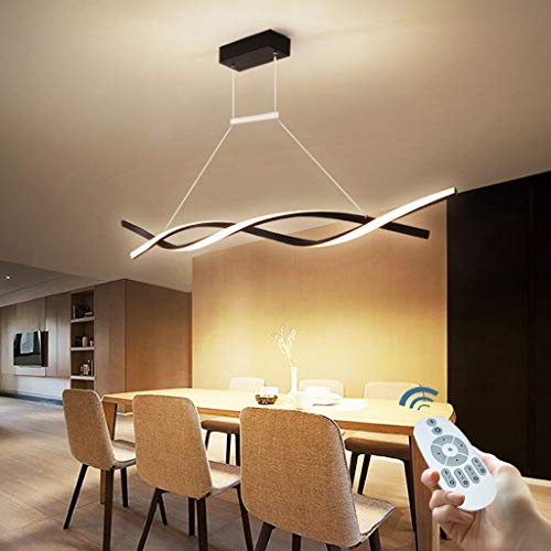 Moderner LED Hängeleuchte Aluminium Pendelleuchte Deckenlampe Schlafzimmer Höhe Verstellbarer Deckenleuchte Esszimmer Wohnzimmer Pendellampe Arbeitszimmer Büro Kronleuchter Hängelampe,Black/120cm/46w von AHQX