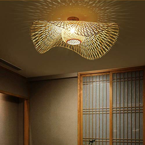 Retro Deckenleuchte Natürliche Bambus Und Rattan Deckenlampe E27 Handgewebte Deckenbeleuchtung Für Esszimmer Schlafzimmerlampe Wohnzimmer Bar Café Pendelleuchte Küche Korridor Kronleuchter,100cm … von AHQX