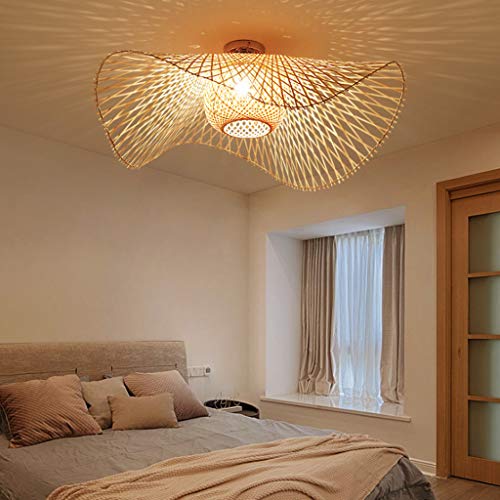 Retro Deckenleuchte Natürliche Bambus Und Rattan Deckenlampe E27 Handgewebte Deckenbeleuchtung Für Esszimmer Schlafzimmerlampe Wohnzimmer Bar Café Pendelleuchte Küche Korridor Kronleuchter,85cm … von AHQX