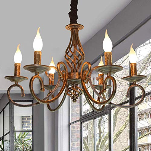 Rustikale Pendelleuchte Ländlich Vintage Kronleuchter Bar Rust Eisenkunst Deckenleuchte Kerze Hängeleuchte Retro Deckenlampe Wohnzimmer Hängelampe Antik Industrielampe Droplight Schatten,Rost von AHQX