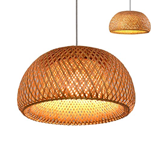 Vintage Gewebte Pendellampe Natürlichen Bambus Rattan Handgefertigten Kronleuchter Kreative Garten Hängelampe E27 Höhenverstellbare Pendelleuchten Restaurant Teestube Schlafzimmer Wohnzimmer Café,38cm von AHQX