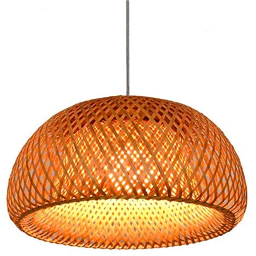 Vintage Pendelleuchte Bambus Rattan Handgefertigten Gewebte Kronleuchter Retro Hängelampe E27 Höhenverstellbare Deckenleuchte Restaurant Teestube Wohnzimmer Café Küche Deckelampe Gang Droplight,30cm von AHQX