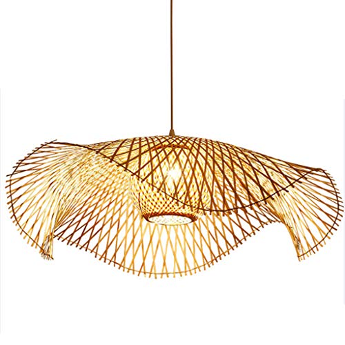 Vintage Pendelleuchten Retro Hängelampe Stil Bambus-Rattan Gewebt Hängeleuchten Tee Raum Wohnzimmer Leuchte Dekoration Einstellbar E27 Kronleuchter Persönlichkeit Bambus Pendellampe Droplight,100cm von AHQX