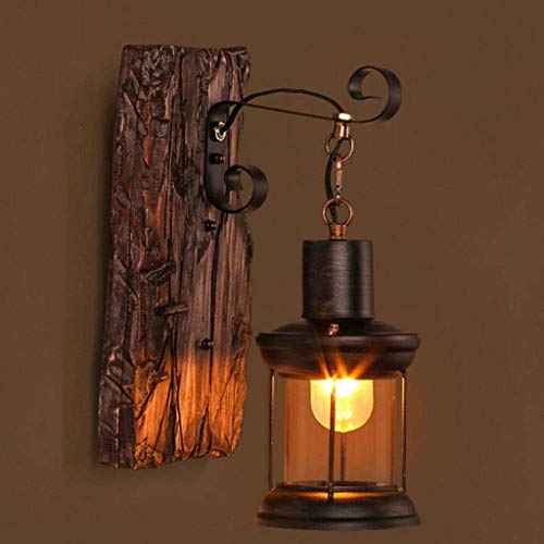 Vintage Retro Wandlampe Nostalgische Wandleuchten Metall Glas Sprühfarbe Industrie Wind Kreative E27 Rustikal Holz Wandbeleuchtung Restaurant Wand Lampe Korridor Küche Schlafzimmer Wohnzimmer Bar Cafe von AHQX