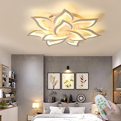 Wohnzimmer Deckenlampe LED Moderne Deckenleuchte Blütenblätter Design Deckenlicht Dimmbare 3000K-6000K Lampe Metall Acryl Mit Fernbedienung Schlafzimmer Kinderzimmerlampe Deckenbeleuchtung,10 heads von AHQX