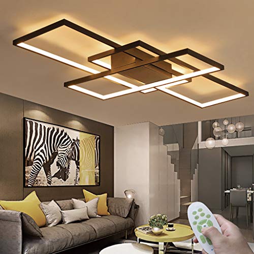 Wohnzimmer Deckenleuchte LED Modern Deckenlampe Kreativität Rechteck Deckenlicht Dimmbare Lichtfarbe Und Helligkeit 3000K-6000K Fernbedienung Acryl Lampenschirm Schlafzimmer Beleuchtung Schwarz ø140cm von AHQX