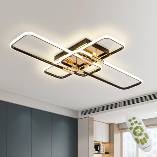 AHRHSM LED-Deckenlampe Deckenleuchte-Dimmbar Schwarz Modern-Wohnzimmerlampe mit Fernbedienung Rechteckige - 68W, für Schlafzimmer Wohnzimmer Arbeitszimmer von AHRHSM