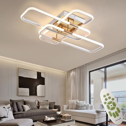 AHRHSM LED-Deckenlampe Deckenleuchte-Dimmbar Weiß Modern-Wohnzimmerlampe mit Fernbedienung Rechteckige - 54W, für Schlafzimmer Wohnzimmer Arbeitszimmer von AHRHSM